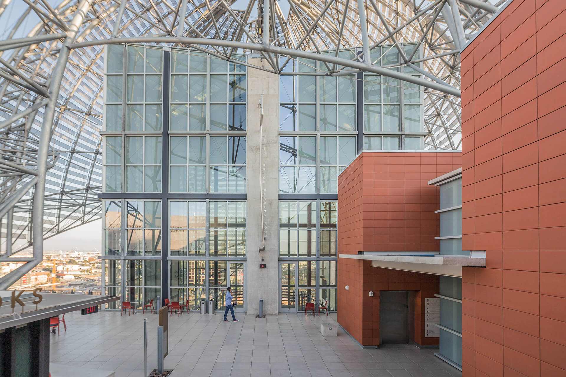The Helen Price Reading Room violin bow artwork, by Luce et Studio at SDCL